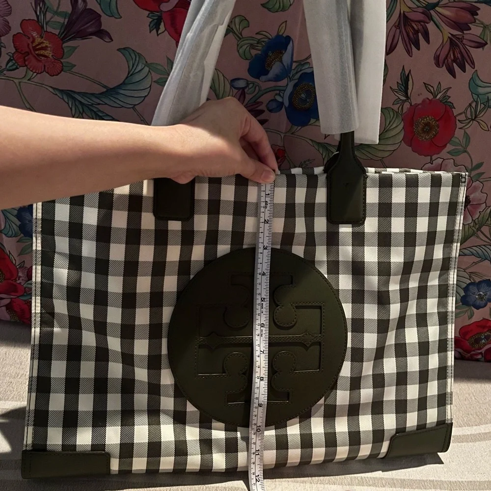 Tory Burch Ella Gingham Tote Bag 🌿🤍 - Picture 7 of 16